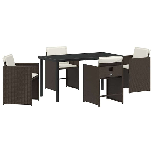 Have Spisebordssæt 5 stk. Brun polyrattan