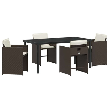 Have Spisebordssæt 5 pcs Brun polyrattan