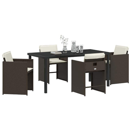 Have Spisebordssæt 5 pcs Brun polyrattan