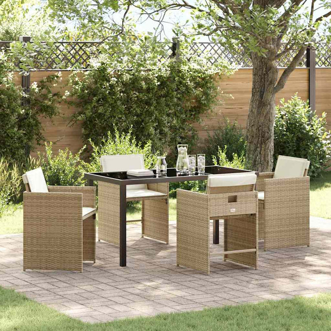 Have Spisebordssæt 5 stk. Beige polyrattan