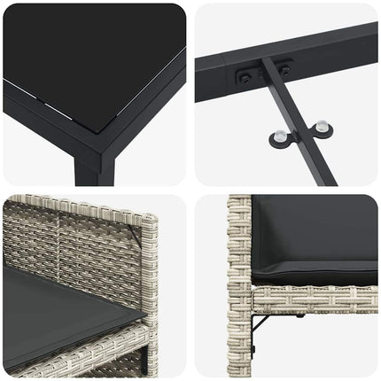 Have Spisebordssæt 9 pcs Lysegrå polyrattan