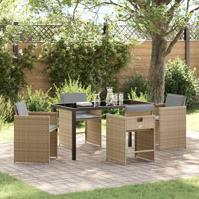 Have Spisebordssæt 5 stk. Beige polyrattan
