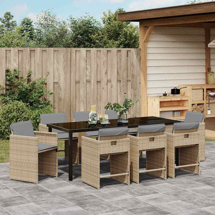 Have Spisebordssæt 9 pcs Beige polyrattan