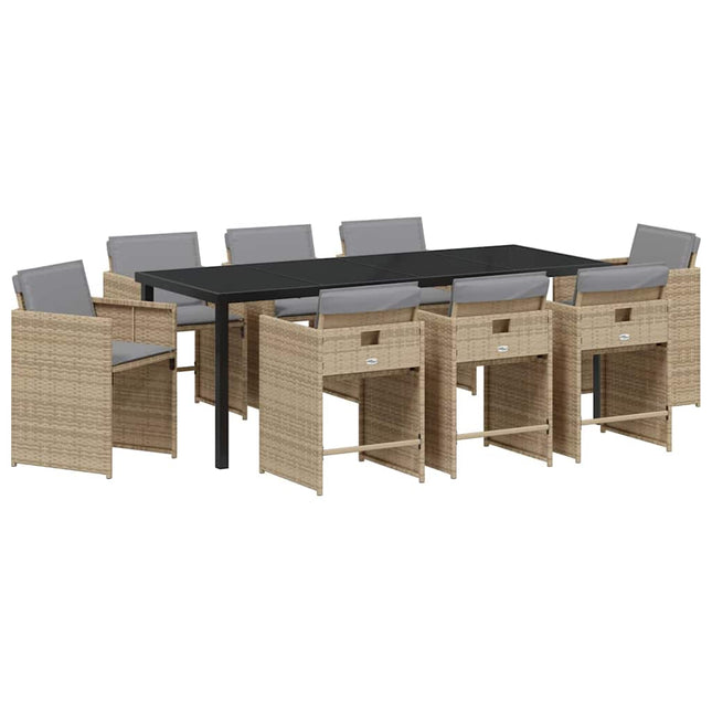 Have Spisebordssæt 9 stk. Beige polyrattan