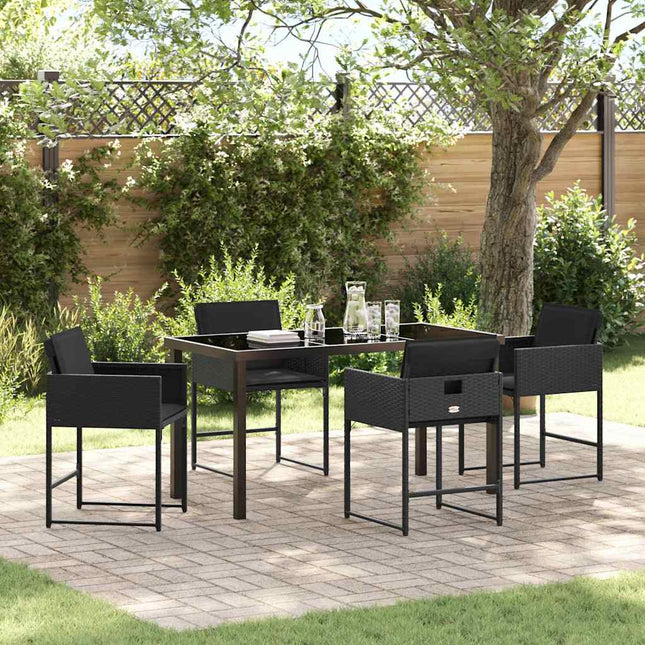Have Spisebordssæt 5 stk. Sort polyrattan