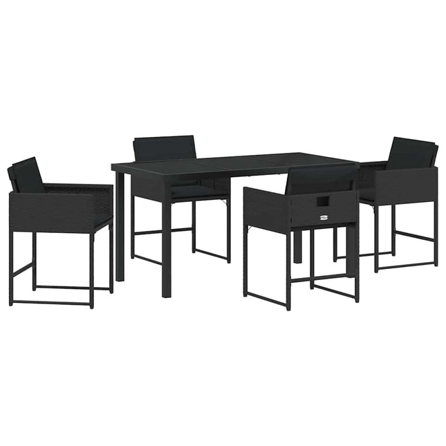 Have Spisebordssæt 5 stk. Sort polyrattan
