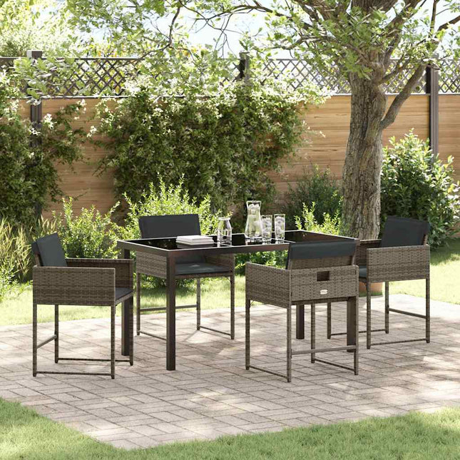 Have Spisebordssæt 5 stk. Grå polyrattan