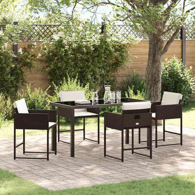 Have Spisebordssæt 5 stk. Brun polyrattan