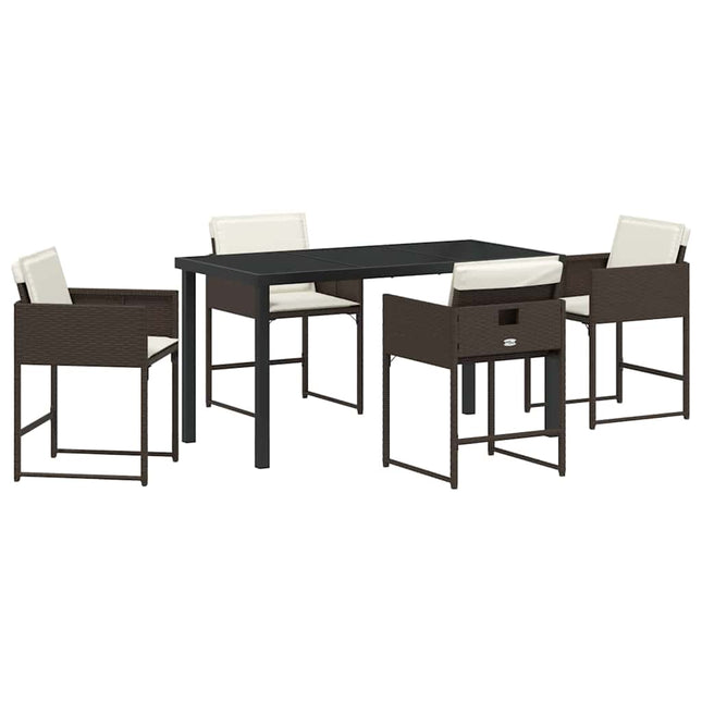 Have Spisebordssæt 5 stk. Brun polyrattan