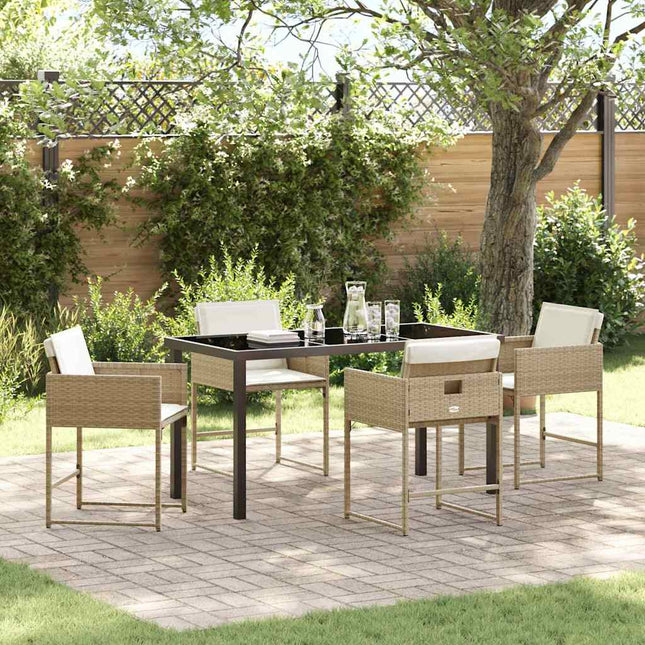Have Spisebordssæt 5 stk. Beige polyrattan