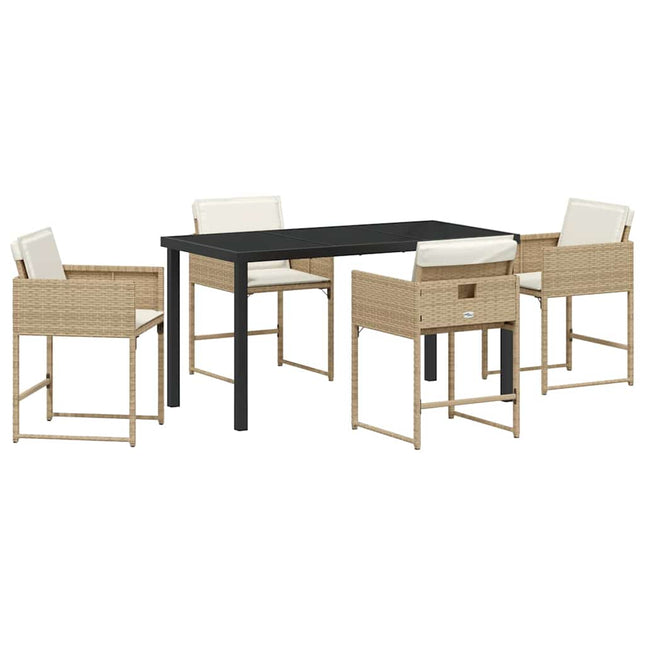 Have Spisebordssæt 5 stk. Beige polyrattan