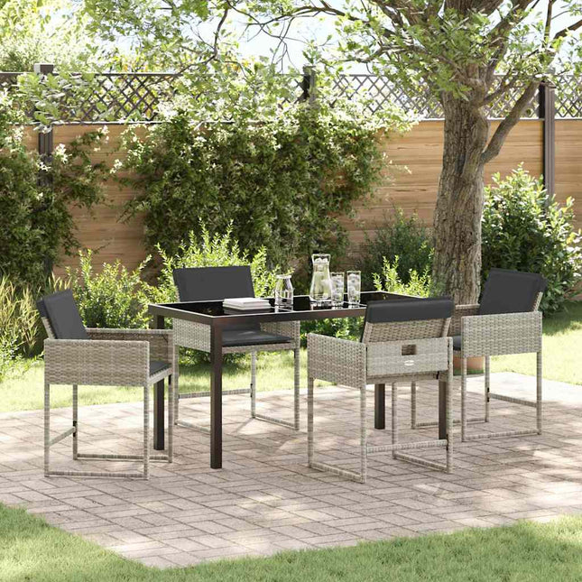 Have Spisebordssæt 5 stk. Lysegrå polyrattan