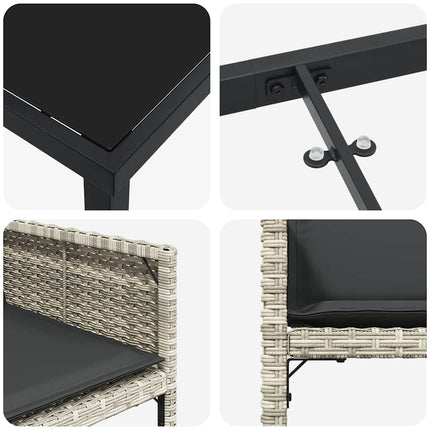 Have Spisebordssæt 9 pcs Lysegrå polyrattan