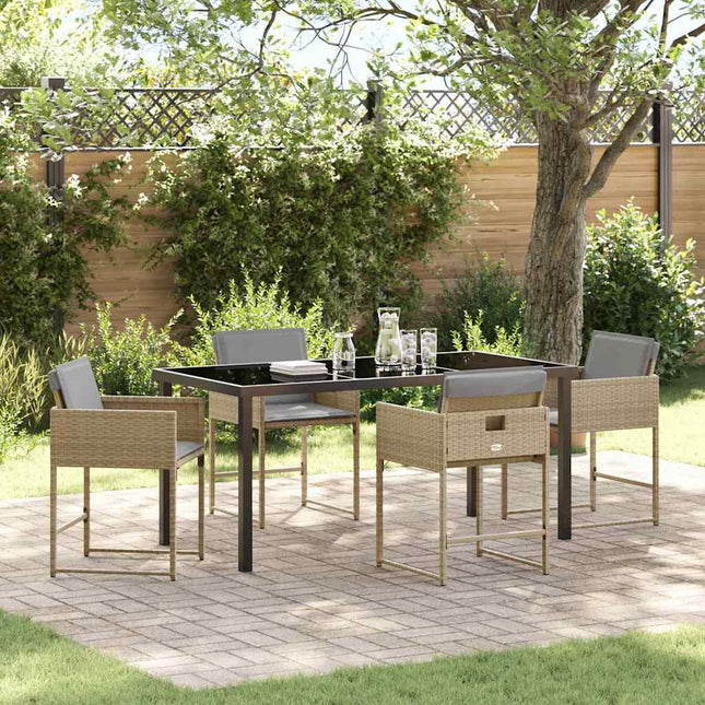 Have Spisebordssæt 5 stk. Beige polyrattan