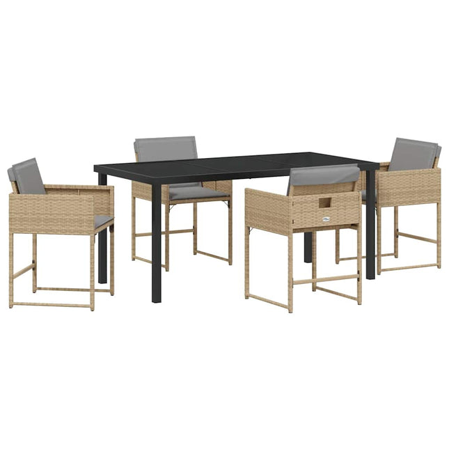 Have Spisebordssæt 5 stk. Beige polyrattan
