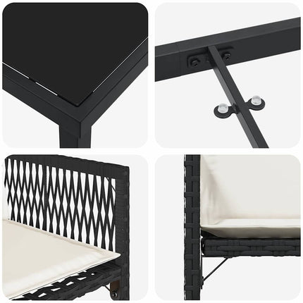 Have Spisebordssæt 5 pcs Sort polyrattan