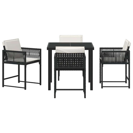 Have Spisebordssæt 5 pcs Sort polyrattan
