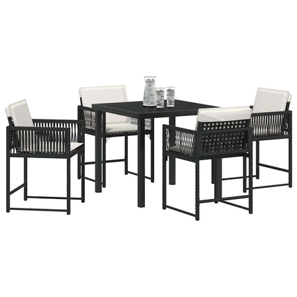 Have Spisebordssæt 5 pcs Sort polyrattan