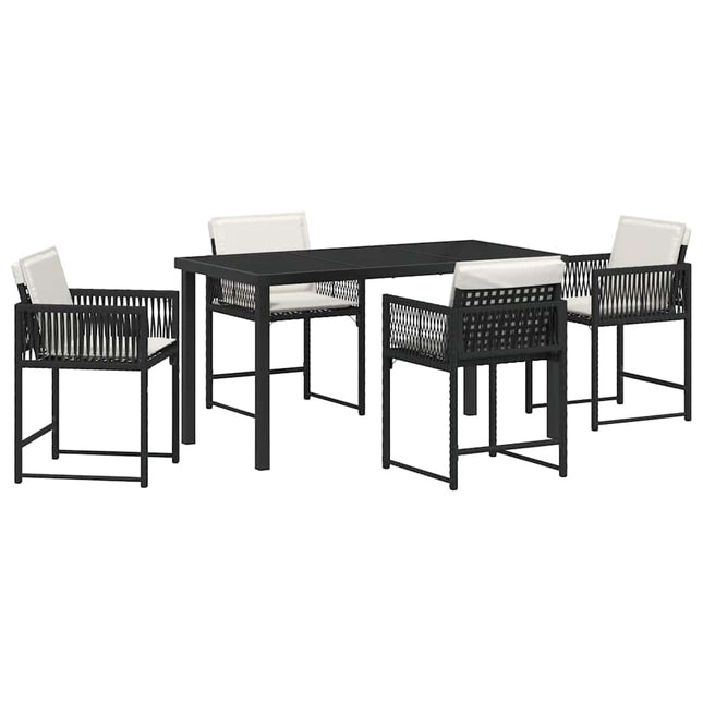 Have Spisebordssæt 5 stk. Sort polyrattan