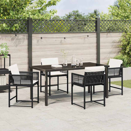 Have Spisebordssæt 5 pcs Sort polyrattan