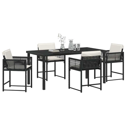 Have Spisebordssæt 5 pcs Sort polyrattan
