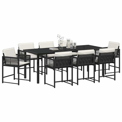 Have Spisebordssæt 9 pcs Sort polyrattan