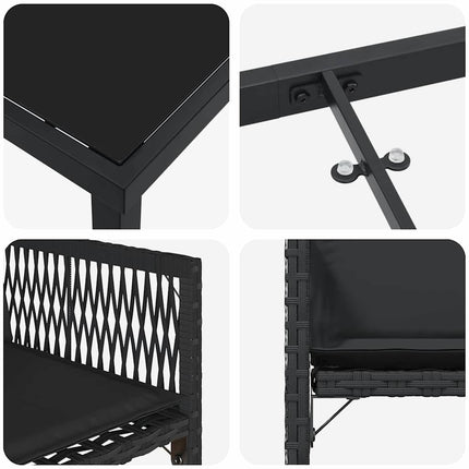 Have Spisebordssæt 5 pcs Sort polyrattan