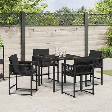 Have Spisebordssæt 5 pcs Sort polyrattan