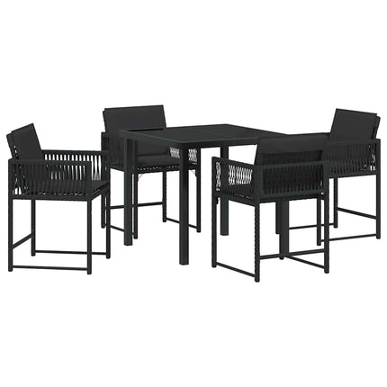 Have Spisebordssæt 5 pcs Sort polyrattan