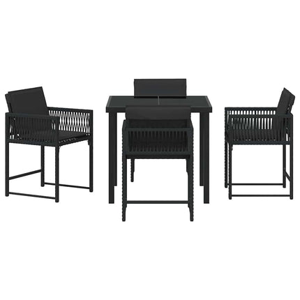 Have Spisebordssæt 5 pcs Sort polyrattan