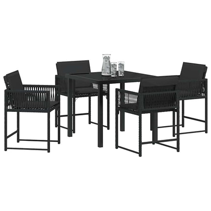 Have Spisebordssæt 5 pcs Sort polyrattan