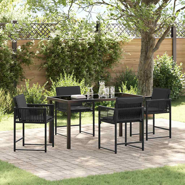 Have Spisebordssæt 5 stk. Sort polyrattan