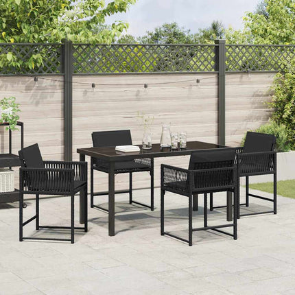 Have Spisebordssæt 5 pcs Sort polyrattan