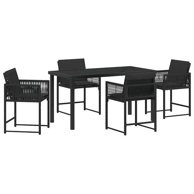 Have Spisebordssæt 5 stk. Sort polyrattan