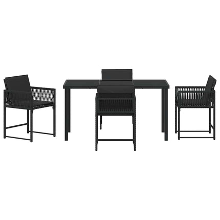 Have Spisebordssæt 5 pcs Sort polyrattan