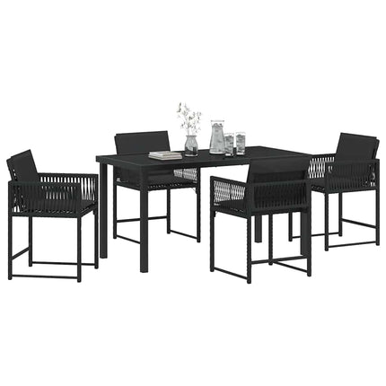 Have Spisebordssæt 5 pcs Sort polyrattan