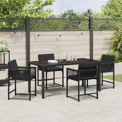 Have Spisebordssæt 5 pcs Sort polyrattan