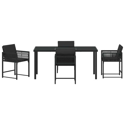 Have Spisebordssæt 5 pcs Sort polyrattan