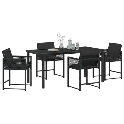 Have Spisebordssæt 5 pcs Sort polyrattan