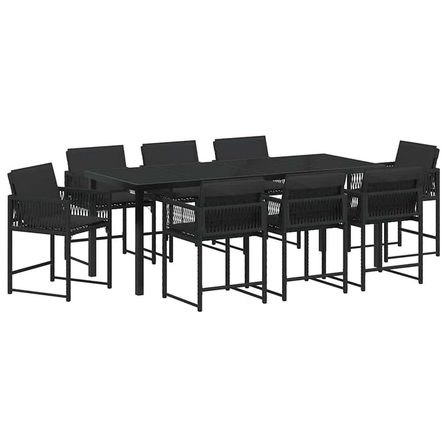 Have Spisebordssæt 9 stk. Sort polyrattan