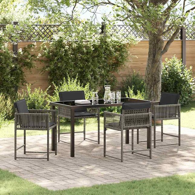 Have Spisebordssæt 5 stk. Grå polyrattan