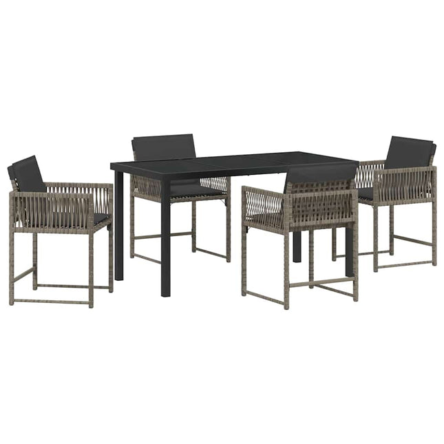 Have Spisebordssæt 5 stk. Grå polyrattan