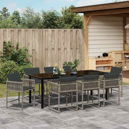 Have Spisebordssæt 9 pcs Grå polyrattan