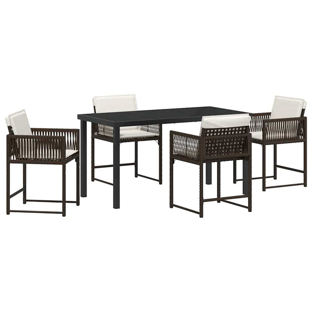 Have Spisebordssæt 5 stk. Brun polyrattan