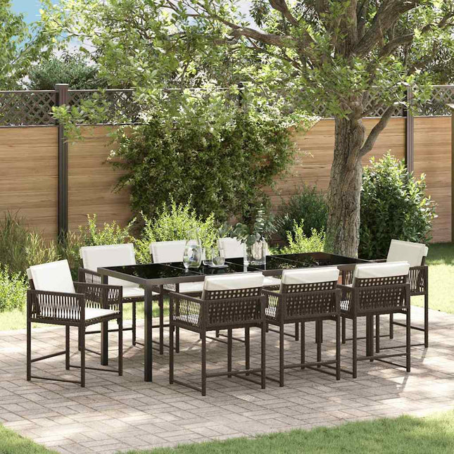 Have Spisebordssæt 9 stk. Brun polyrattan