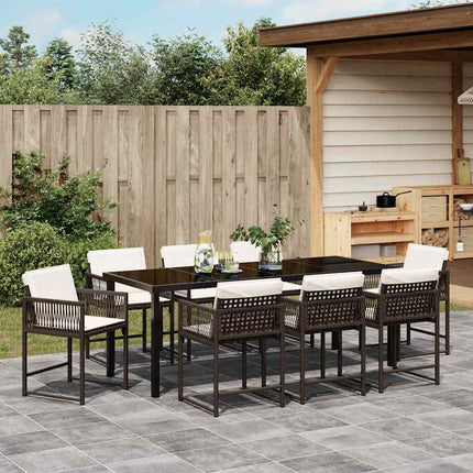 Have Spisebordssæt 9 pcs Brun polyrattan