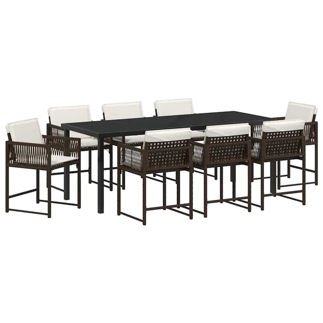 Have Spisebordssæt 9 stk. Brun polyrattan