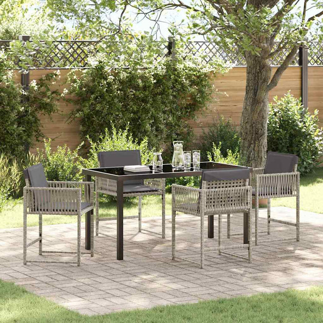 Have Spisebordssæt 5 stk. Lysegrå polyrattan