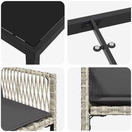 Have Spisebordssæt 5 pcs Lysegrå polyrattan