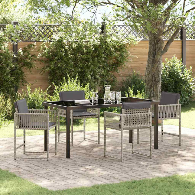 Have Spisebordssæt 5 stk. Lysegrå polyrattan